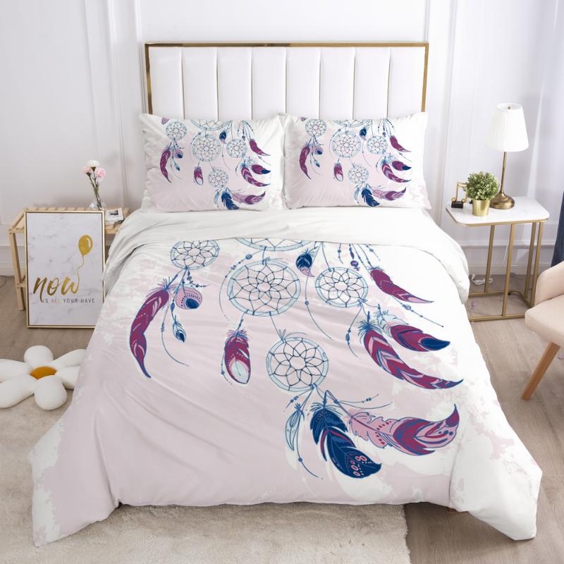

3D Bedding Set Europe  Duvet Cover Set 2-3PCS Comforter Case Pillowcases Bohemian dream catcher Bedclothes, Bohemian 037-white-d