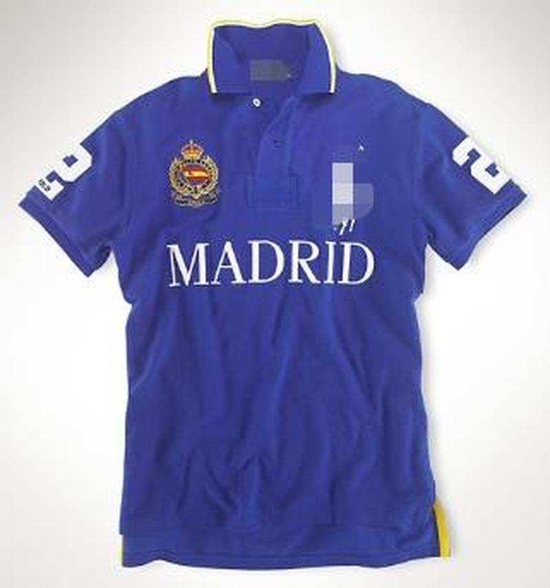 

Lake Blue Double Standard Embroidery Logo Letters Men'S Short Sleeve Blouse 1731