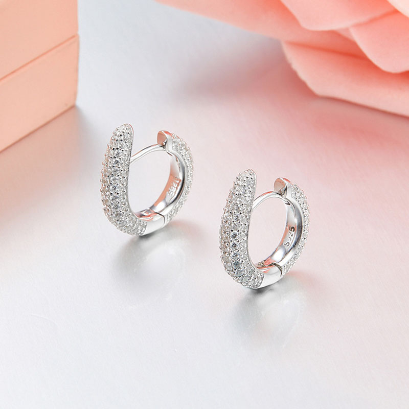 

SLJELY High Quality Fashion Punk 925 Sterling Silver Mirco Cubic Zirconia Hoop Earrings Women Party Brand Design Jewelry Gift