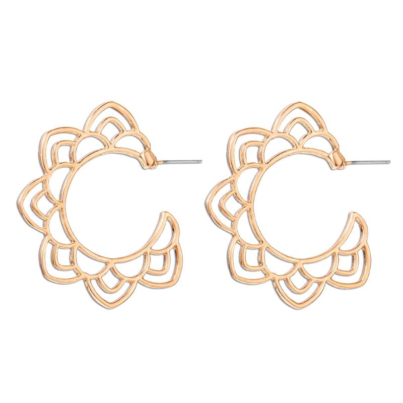 

1 pairs/pack DBWC Fashion women golden& silver thnic Hollowed-out lotus pattern dancing party wedding anniversary hoop earring
