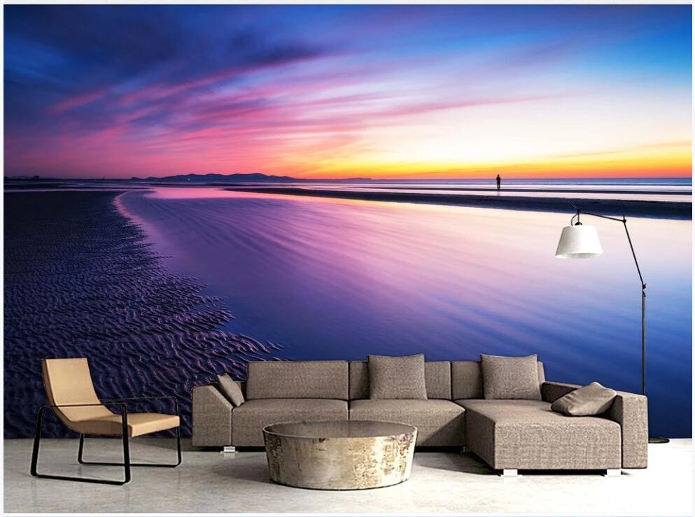 

3d wallpaper custom photo mural on the wall HD beautiful seaside dusk simple scenery TV background home decor wallpaper in the living room, Non-woven wallpaper