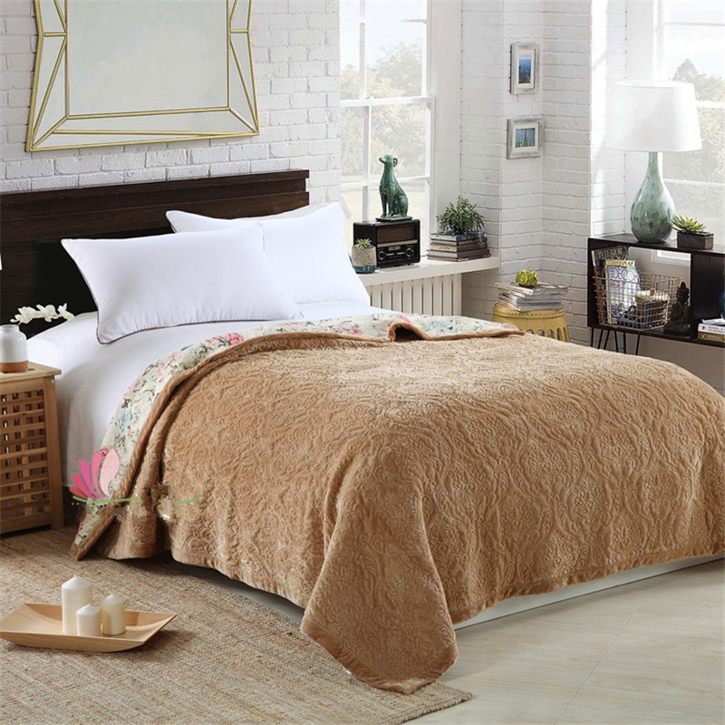 

Autumn Embroidered fleece blanket Crystal velvet quilted bed cover soft bedspread cobertor summer comforter bedding home textile