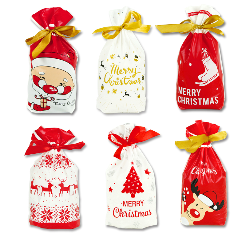 

2/6/12pcs Merry Christmas Gift Bags Santa Claus Candy Bags Christmas Decorations for Home Xmas 2020 Packing New Year 2021