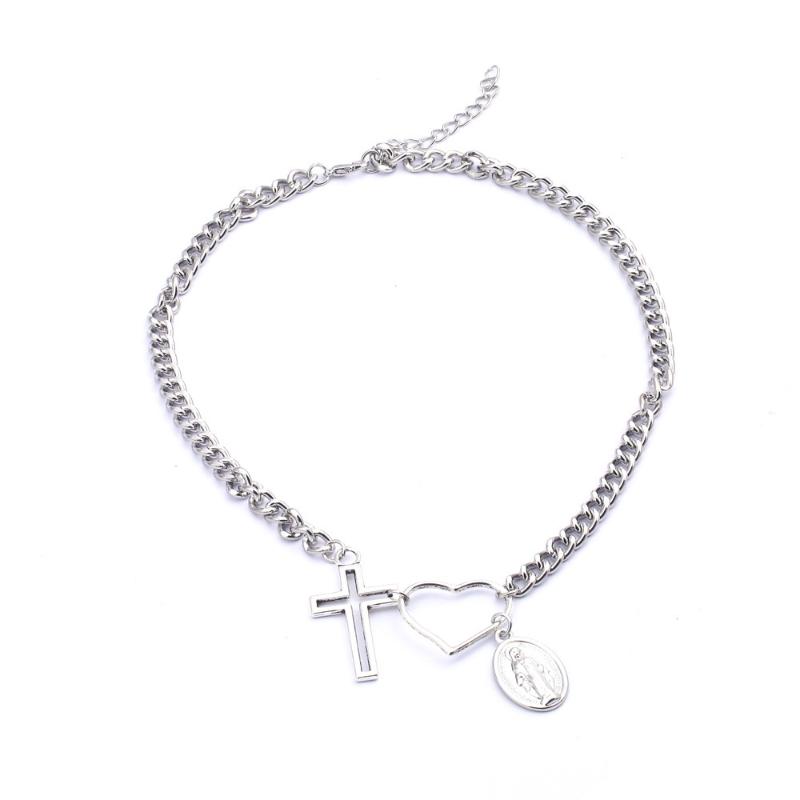 

Retro Cross Heart Portrait Pendant Necklace For Women Jewelry Collares Friends Chains Accessories Aesthetics Suspension XL10115