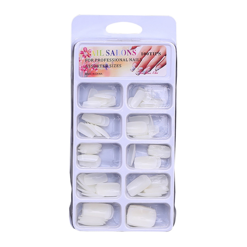 

1 Box/100pcs DIY Nail Art Fake Nails Natural Color High Quality Durable Easy to Use Nail Art Accessories Tools