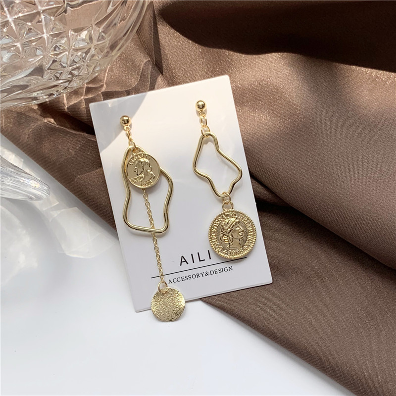 

Stud Drop Ear Earrings Charms Women Pendant Design Ladies Fashion Wedding Girls Kpop Yellow Gold Color Vintage Stainless Kolczyki