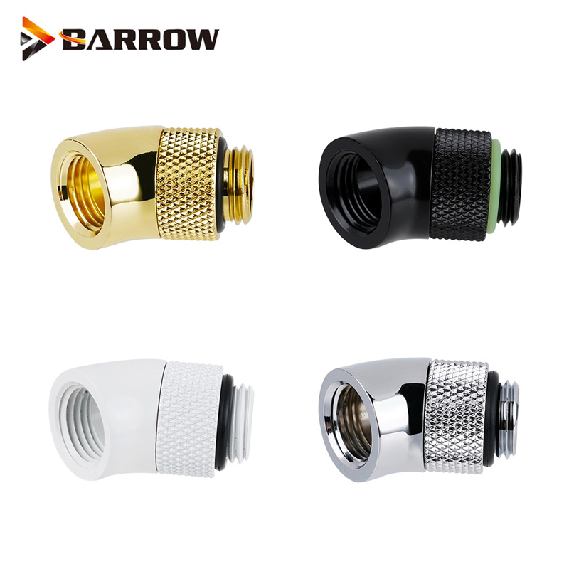 

Barrow G1/4 45 Degree Rotate Fittings Water Cooling Adaptor Case Set Build Necessary Fittings Gold Black White Silver,TWT45-B01