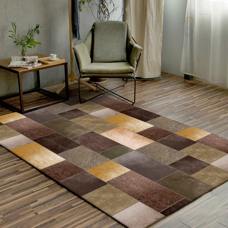 

American luxury Yellow brown green door mat Geometric pattern splice carpet living room door mat custom made bedroom plush rug