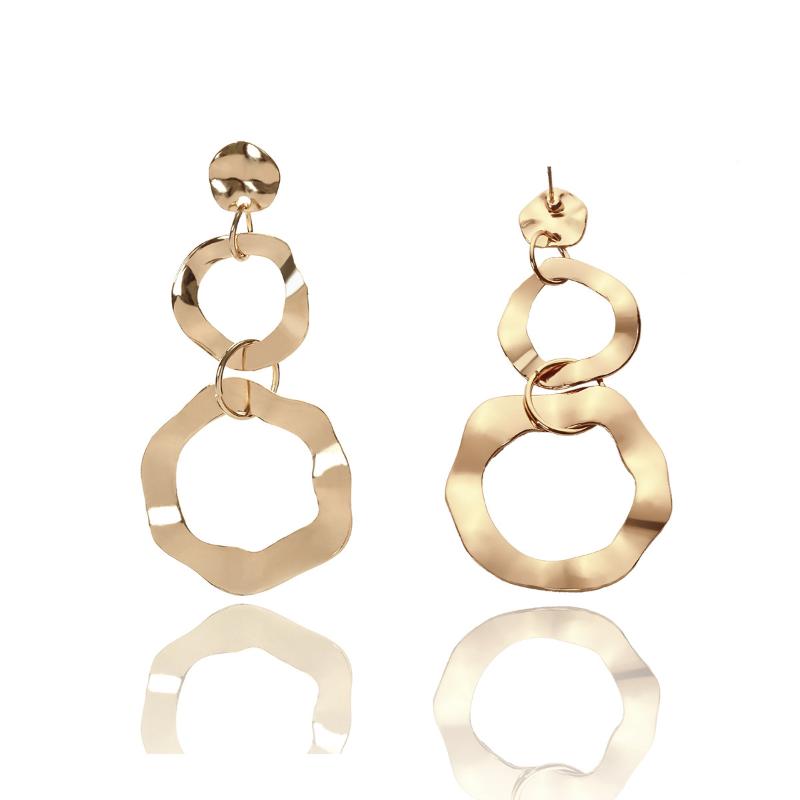 

Simple metal geometric woman earrings business wild creative irregular personality smooth earrings