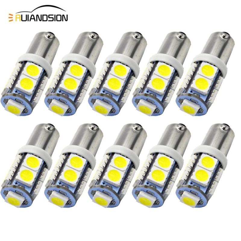 

10pcs Bright 6/12/24V Car Led Light BAX9S H6W BAY9S H21W No-polar LED Bulbs BA9S T4W Car License Plate Light Reading Lamp White, As pic