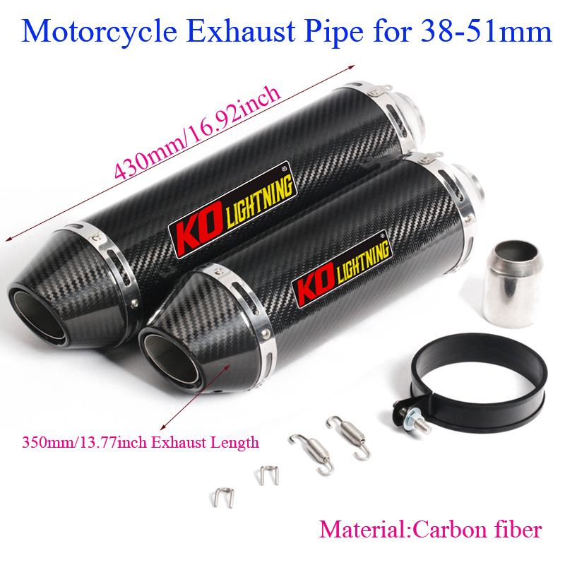 

Motorcycle Exhaust Vent Tip Pipe Carbon Fiber System 350mm/430mm For 38-51mm Muffler Tubes Silp on