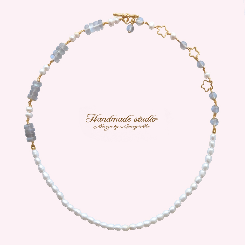 

CCijiNG High-quality Grey Moonstone Pearls Necklace Can Be As A Bracelet Temperament Sweet Romantic SG3005
