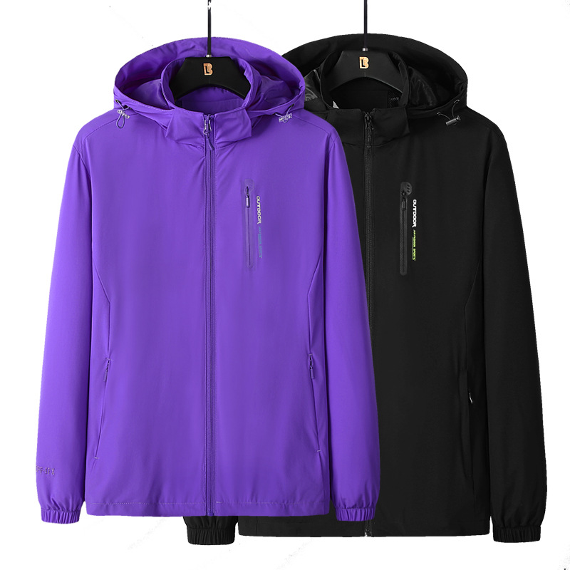 

Single Layer Elastic Hiking Jacket Men & women Spring autumn outdoor raincoat waterproof Windproof Parka mountaineering Jacket, Women-1