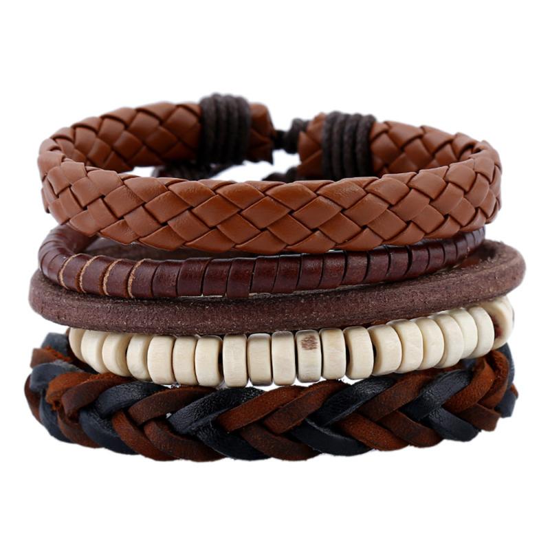 

New personality leather suit men's bracelet men's bracelet vintage woven leather