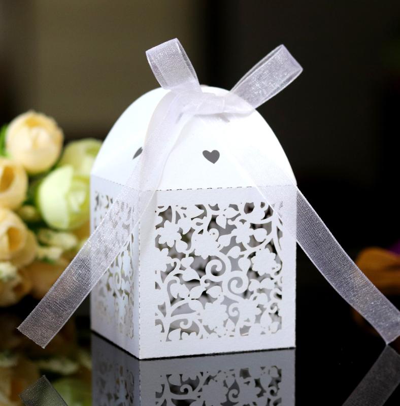 

50pcs Export Wedding Celebration Laser Candy Box Chocolate Hollow Box Creative Candy Packaging Baby Shower Boy 5Z