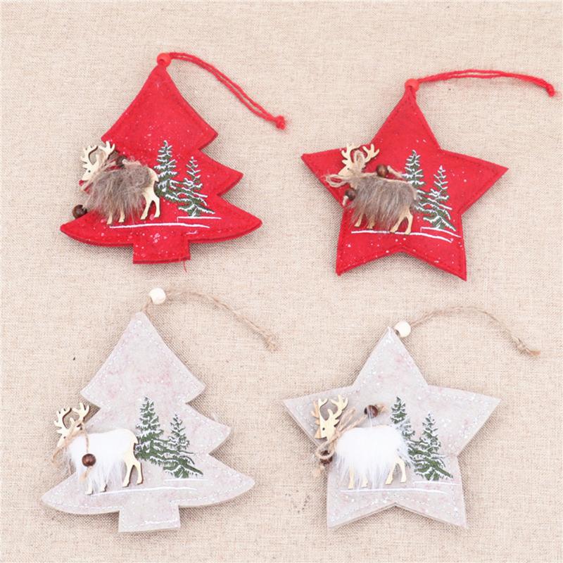 

Economical Christmas Woodn Pendant Ornaments Five-Pointed Star Fabric Christmas Tree Decoration Home Restaurant Supplies ds99