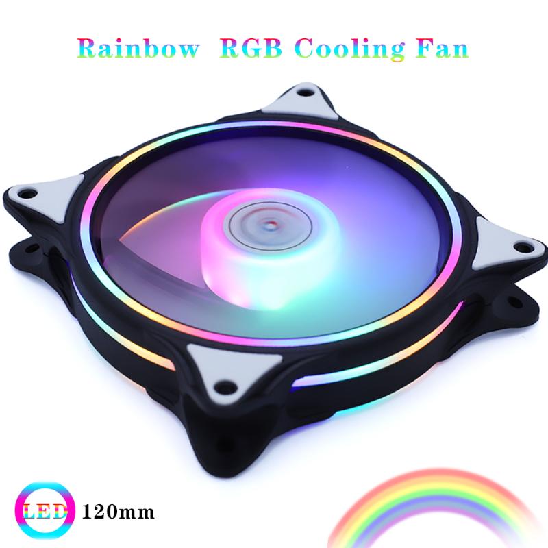

2020 Newest Dual RGB Ring Case Fan 120mm fan For computer PC Cooling Cooler D-Type 4PIN Interface RGB LED