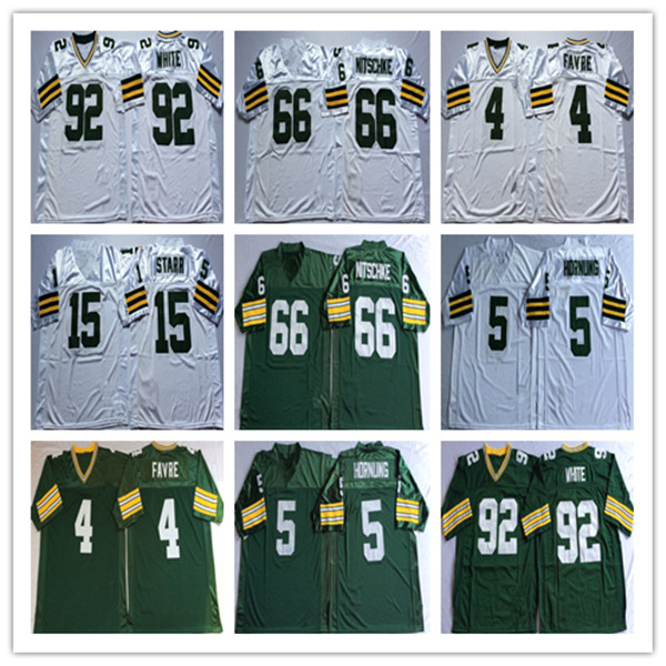 

Ncaa Men' Vintage Brett Favre Paul Hornung Bart Starr Ray Nitschke Reggie White MN Football Sticthed Jersey Green, As pic