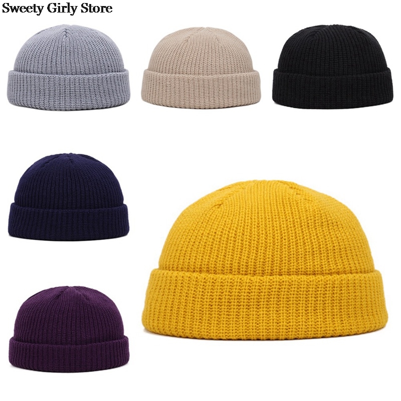 

Men Women Knitted Hat Beanie Skullcap Soft Comfortable Brimless Caps Winter Autumn Warm Ski Hats Casual Fashion Cap Cotton 2020