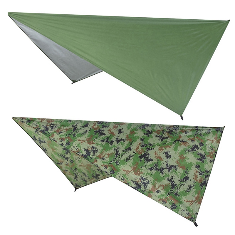 

2Set Ultralight Tarp Outdoor Camping Survival Sun Shelter Shade Awning Silver Coating Pergola Waterproof Beach Tent-Green & Camo