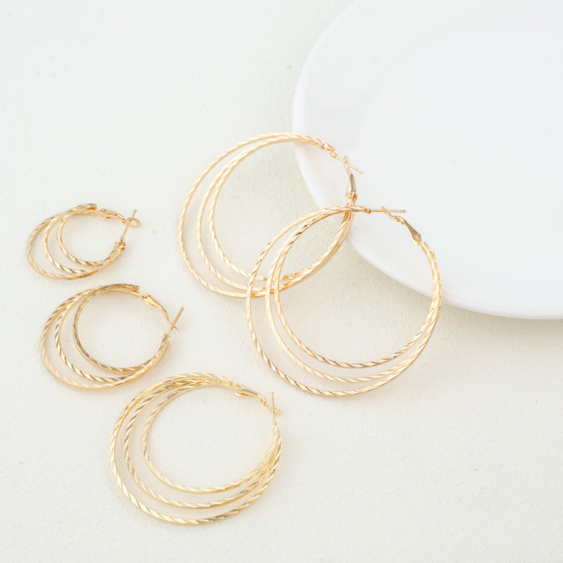 

1 pair of new fashion jewelry casual gold silver color three-layer circular circle exaggerated earrings brincos