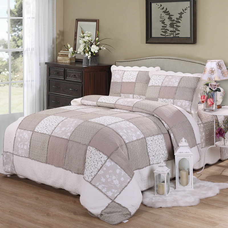 

CHAUSUB Bedspreads For Bed Quilt Set 3pcs Cotton Quilts Handmade Patchwork Coverlet Quilted Bed Cover  Queen Summer Blanket, Lavender