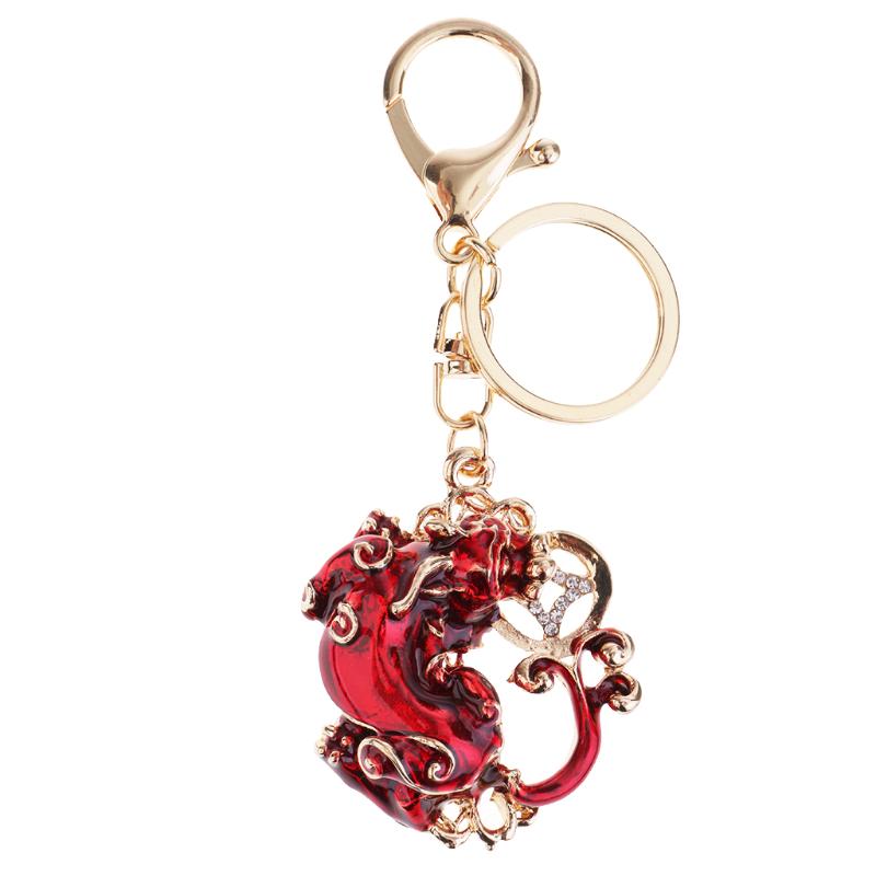

Pi Yao/Pi Xiu Metal Keychains to Attract Wealth Luck Women Bag Key Rings Red