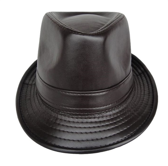 

2020 Vintage PU Felt Jazz Hat Vintage Panama Cap New Winter Fedora Hat Men AD0727, Black