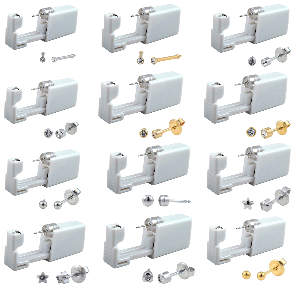 

24pcs Disposable Sterile Ear Piercing Unit Cartilage Tragus Helix Piercing Gun Tool Kit Stud Earring Star Ball 200921