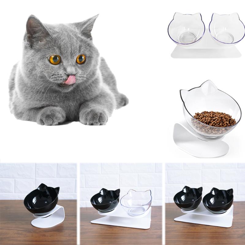 

Cat Pet Double Bowls Nonslip With Raised Stand Cat Pet Water Feeder Bowls For Drinking Storage Protect Cervical