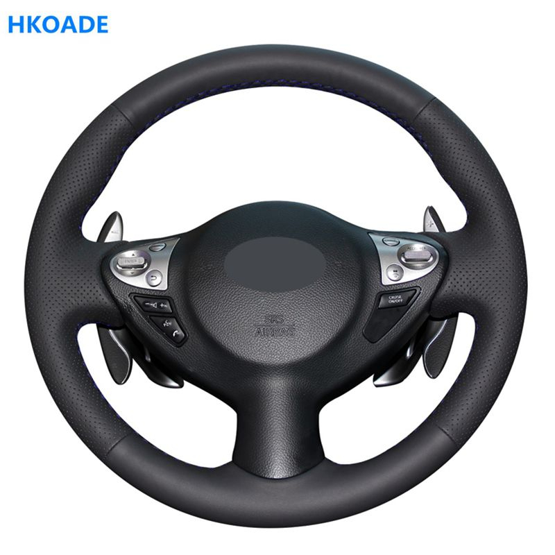 

Hand-made Black Artificial Leather Car Steering Wheel Cover for Juke Maxima 370Z Sentra SV Infiniti FX FX35 FX37 FX50QX70