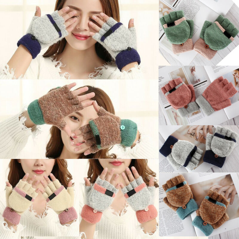 

Dropshipping Women Fingerless Winter Gloves Half Finger Soft Warm Knitted Gloves Women's Wrist Warmer for Cable Warm