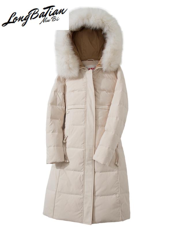 

Quality Women's High Jacket Real Fur Collar Hooded Coat Female White Duck Down Woman Parkas Abrigo Mujer Zjt295, Black