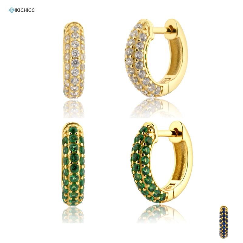 

Kikichicc 100% 925 Sterling Silver Thick Zircon CZ Huggies Hoops Piercing Pendiente Ohhringe Loops 2020 Fashion Jewelry Gift