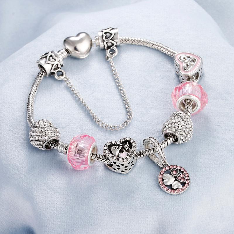 

New Kawaii Cute Female Bracelet Snake Chain Bracelets Crystal Women Jewelry Lucky Grass Leaf Pendant Girls Gift Wholesale