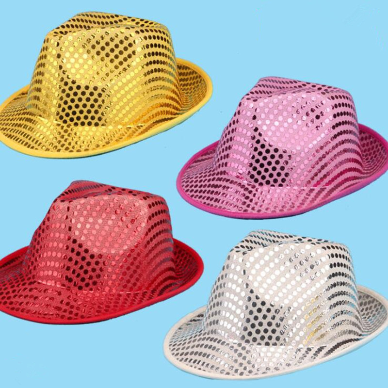 

Colorful Sequins Jazz Hat Women Men Dance Performance Party Hats Costume Props Halloween Fancy Dress Decor