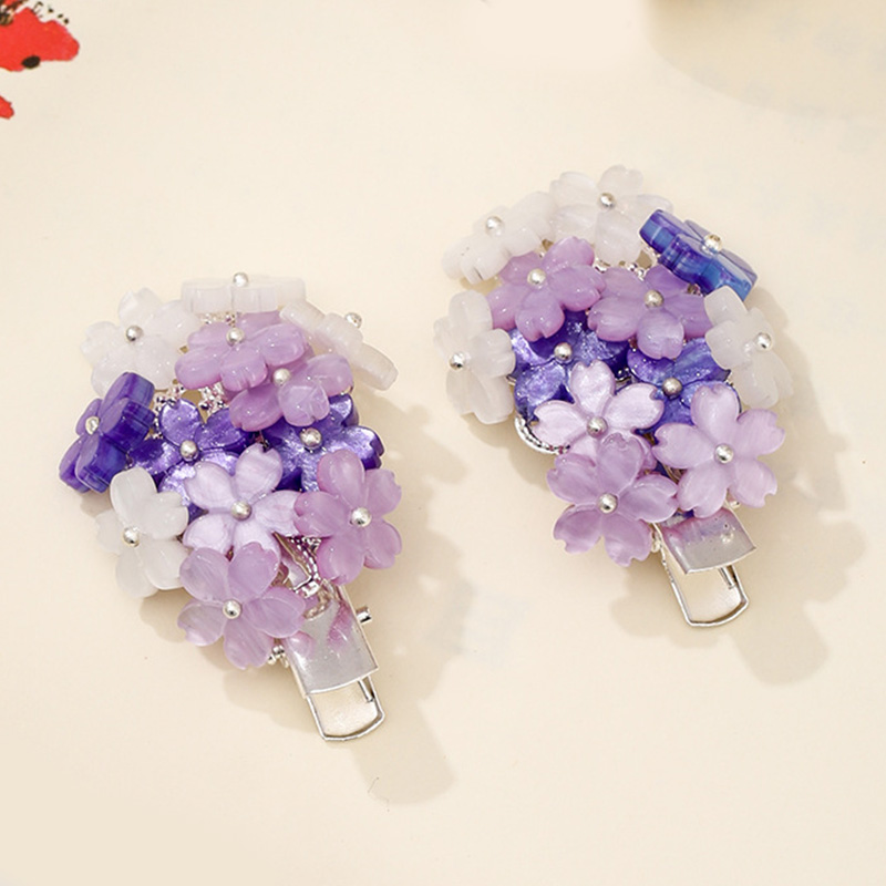 

Children Adult Purple Lovely Flower Pattern Decor Ancient Hairpins Han Chinese Clothing Edge Clip Small Hair Accessories LB