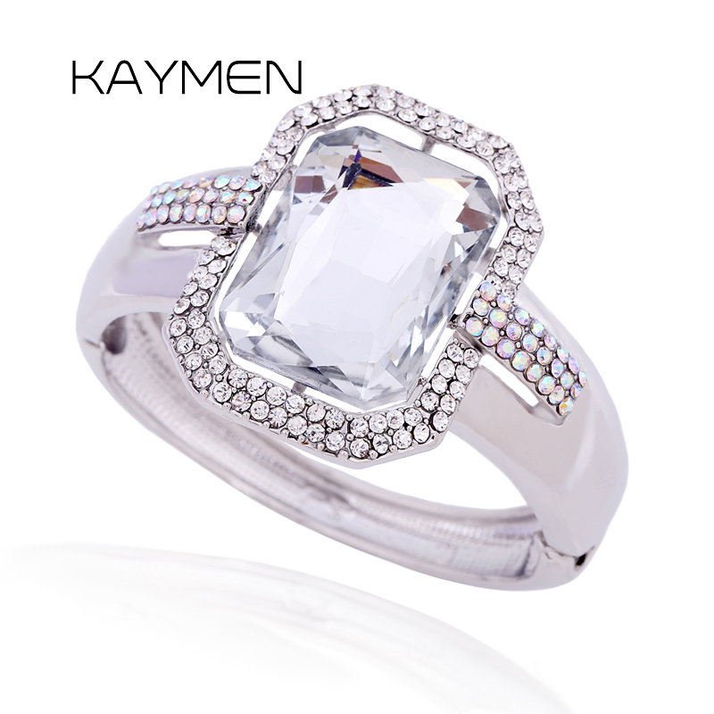 

New Arrival Fashion Especial Crystal Bracelet for Women Girl, Golden Plated Full Rhinestone Bangle Jewelry 2 Colors