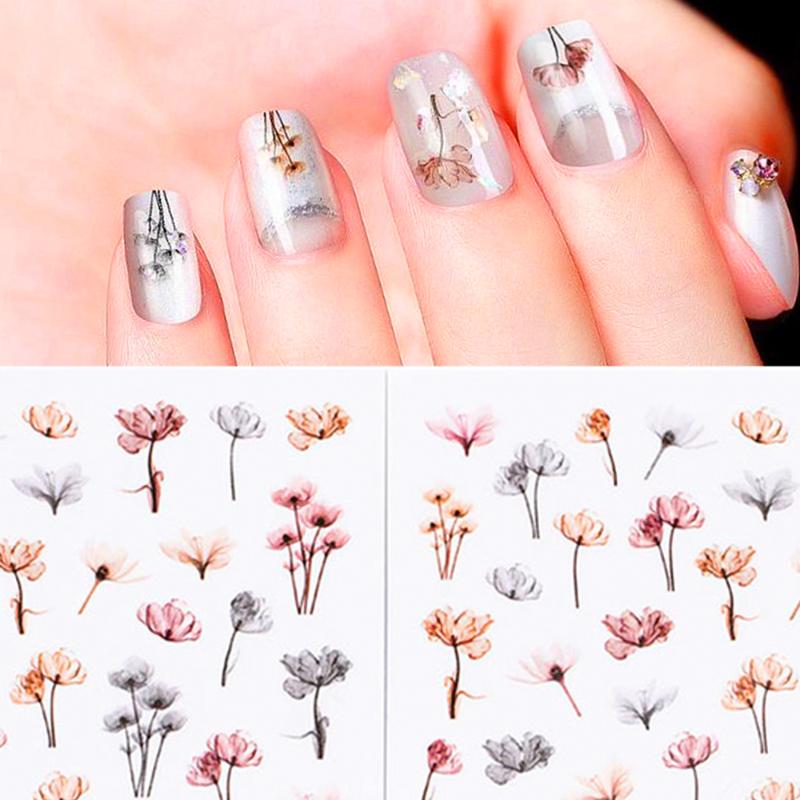 

2pcs Colorful Floral Nail Decor Nail Art Water Transfer Decals Flower Designs for Women Decorations Sticker Summer Art Tips, Nc672