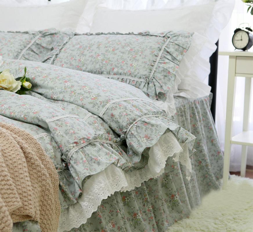 

Pastoral flower bedding set girl, full queen king cotton rustic single double home textile bed dress pillow case quilt cover, Color 01