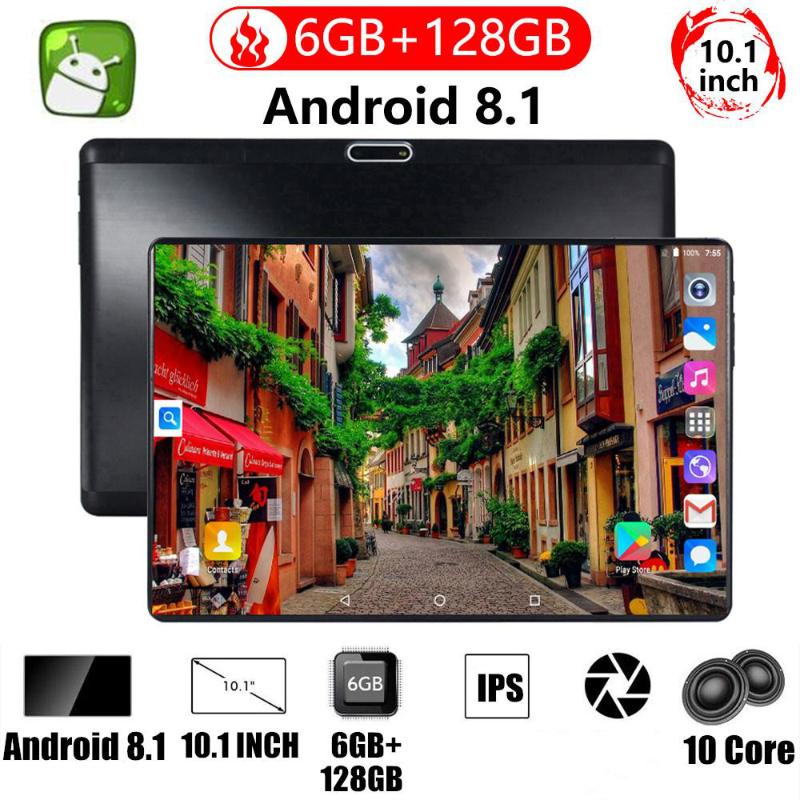 

New 10 Inch Tablet Pc 4G Phone Call Android 8.0 Octa Core Tablet Pcs 128GB ROM 6GB RAM WiFi FM Bluetooth Smart Kids Gift Tablets, Black