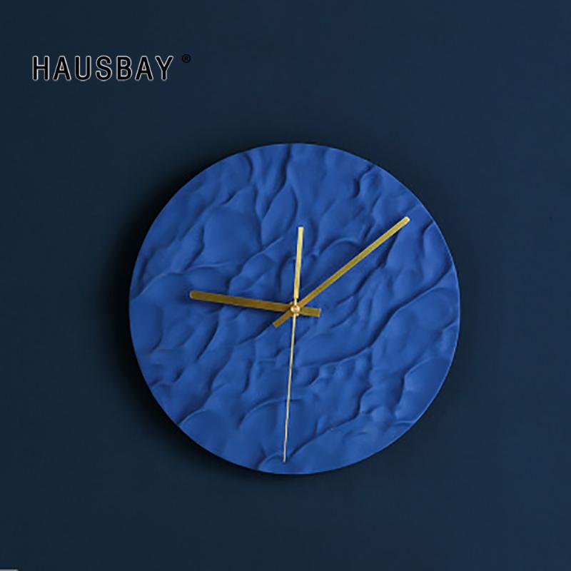

Nordic Art Ceramic Wall Clock Round Clock Ornaments Household Room Creative Fashion DecorationD166