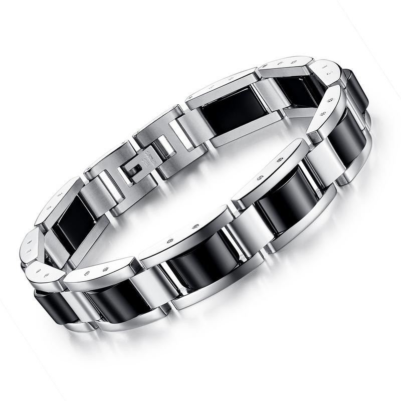 

Charm Bracelets Fashion Tide Stainless Steel Health Black Magnet Bracelet Wholesale