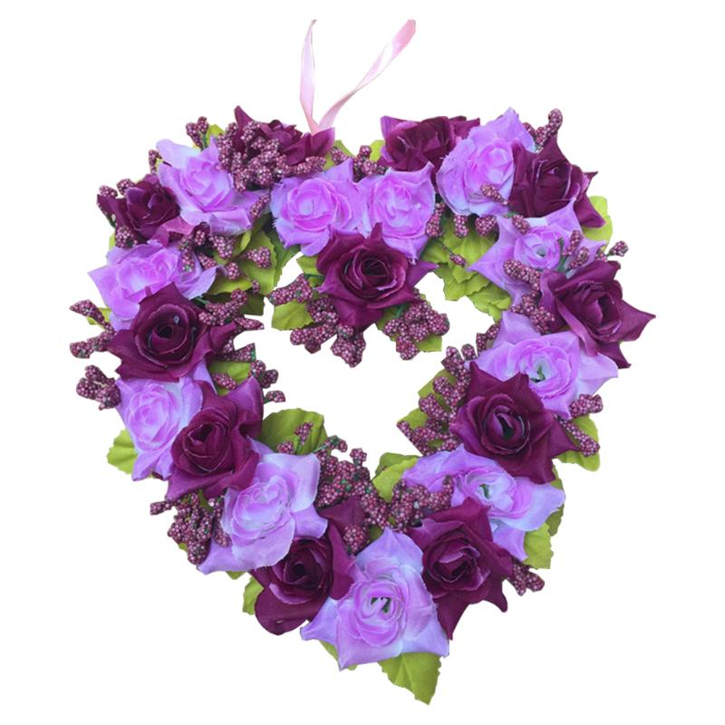 

Artificial Wreath Ornament Wedding Party Bar Lifelike Heart Shape Hanging Plastic Crafts Vivid Home Decor Garden Festival, White