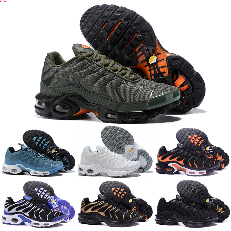 

2020 New Running Shoes Men TN Shoes tns plus Fashion Increased Ventilation Casual Trainers Olive red blue black Sneakers Chausseures Size