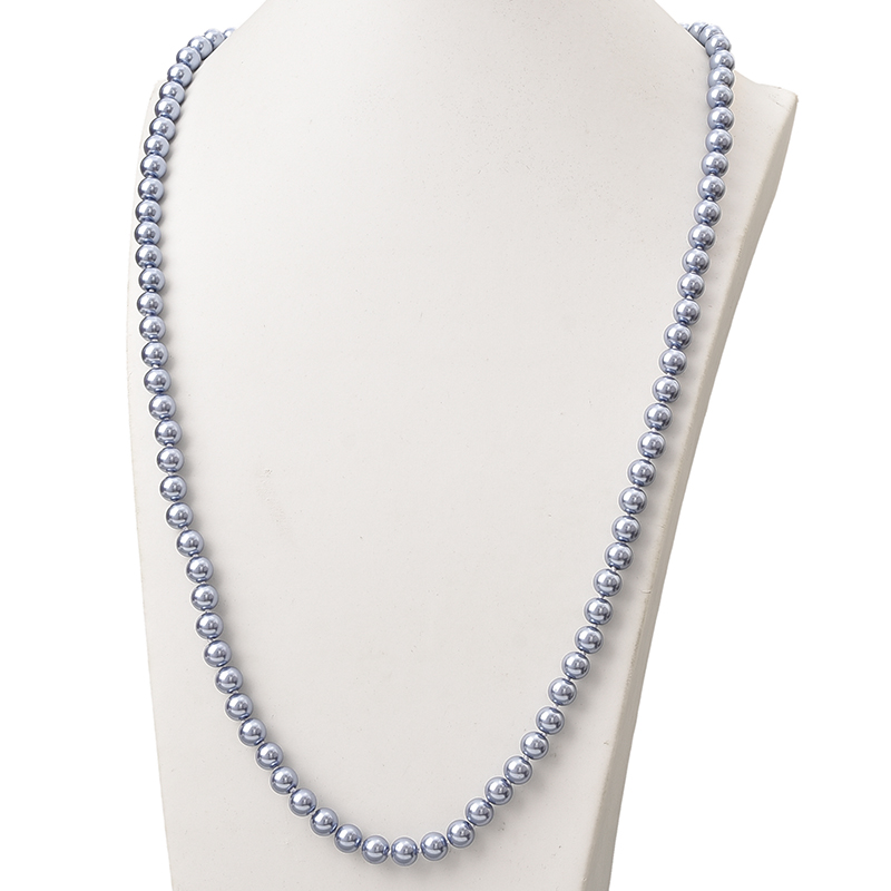 

New Style Blue Color Long Pearls Necklace For 8mm Round Pearls Shell Artificial Chain Necklace 36inch Making Design H863