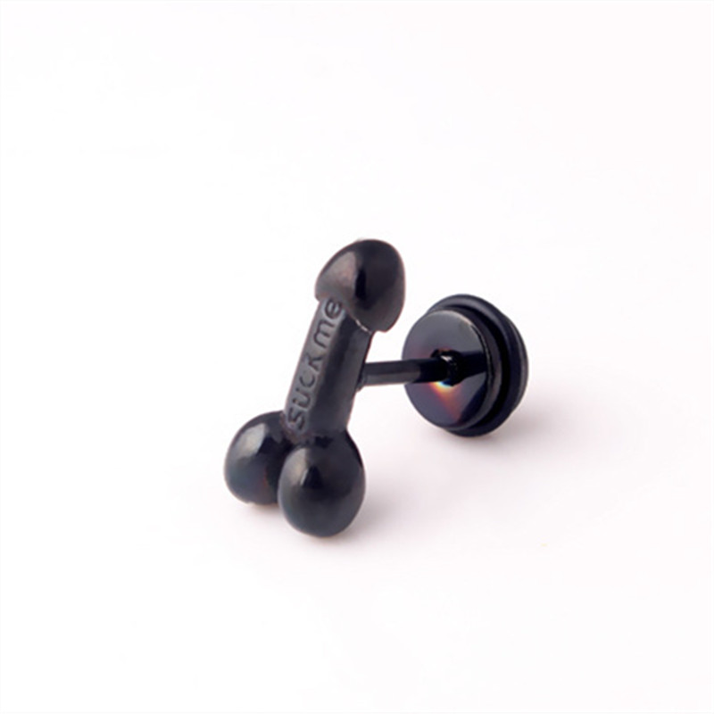

kpop Punk Earrings Fashion Personality Exaggerate Men Male Jewelry Ear Stud Creative Unique Titanium Steel Sexy Anti Allergy 1pc