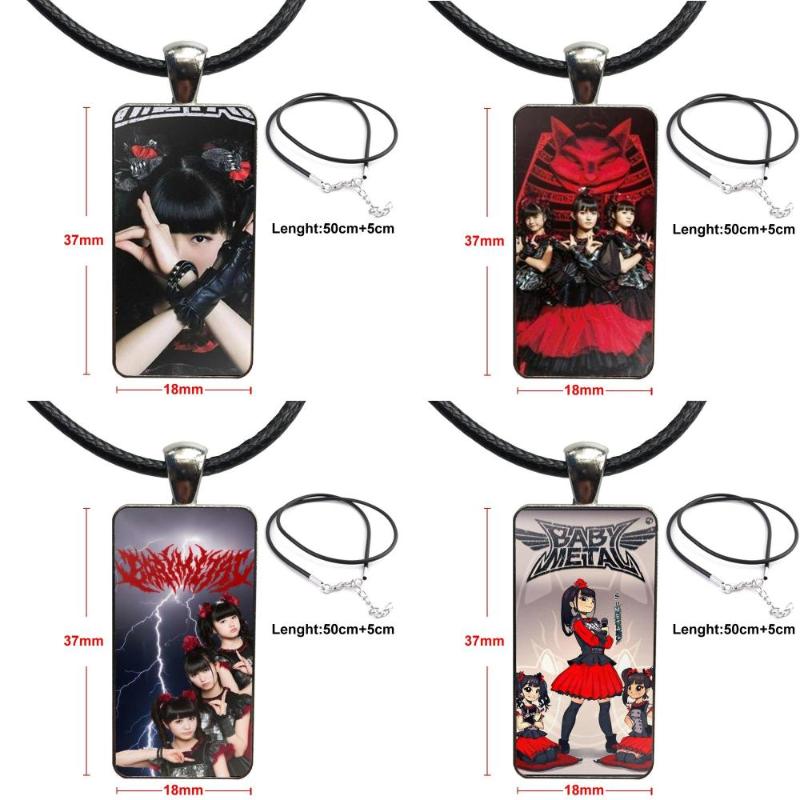 

Yuimetal Moametal Su-metal Babymetal Glass Cabochon Pendant Necklace Rectangle Fashion Necklace For Lovers Girl Friend Best Gift