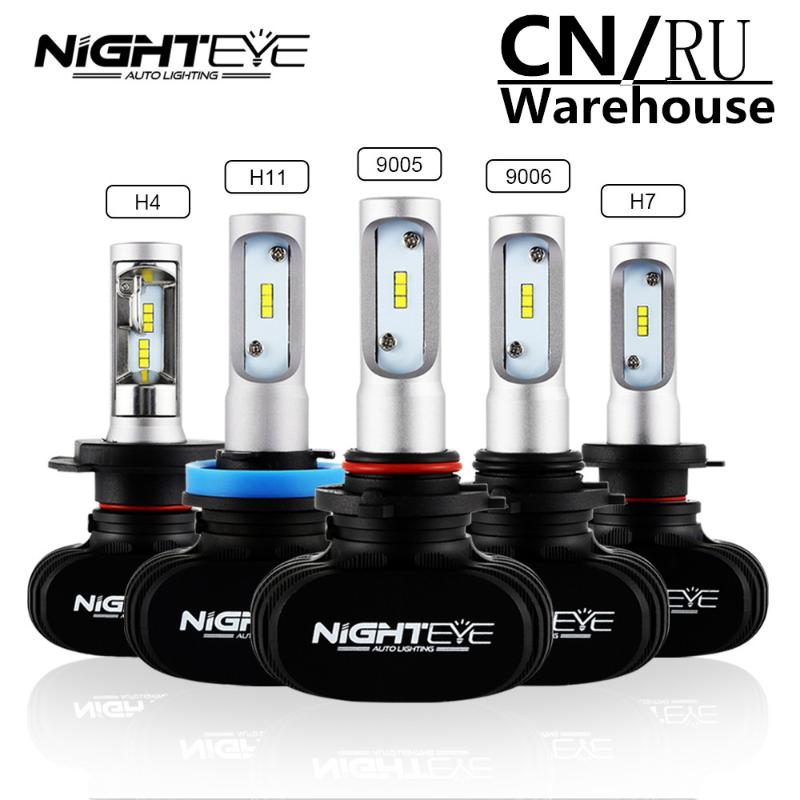 

Nighteye Auto Lighting 6500K LED Headlights Bulbs DC 9-32V Car White H1 Fog Lamps 9005 3 9006 4 H7 H11 8000LM 50W Projector