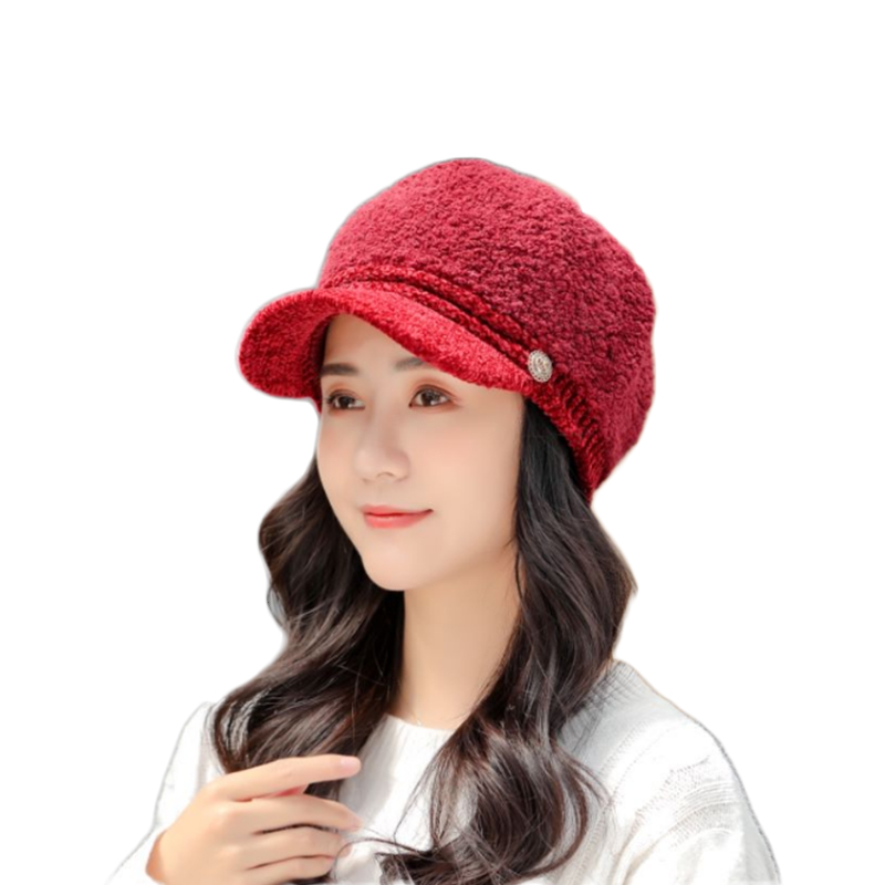 

Thick Warm Lamb Wool Hat Autumn Winter Octagonal Newsboy Cap Retro Artist Painter Hat Women Berets Female Beret, Red